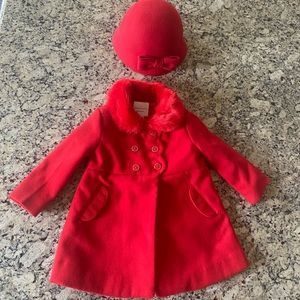 Janie and jack girls 12-18 months pea coat and hat